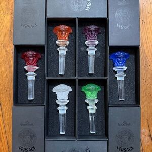Versace Medusa Wine Stoppers – Set of 6 – Multicolor – Original Boxes